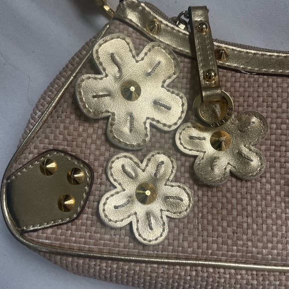 Guess Gold and Tan Mini Bag with Floral Accents - Picture 2 of 8